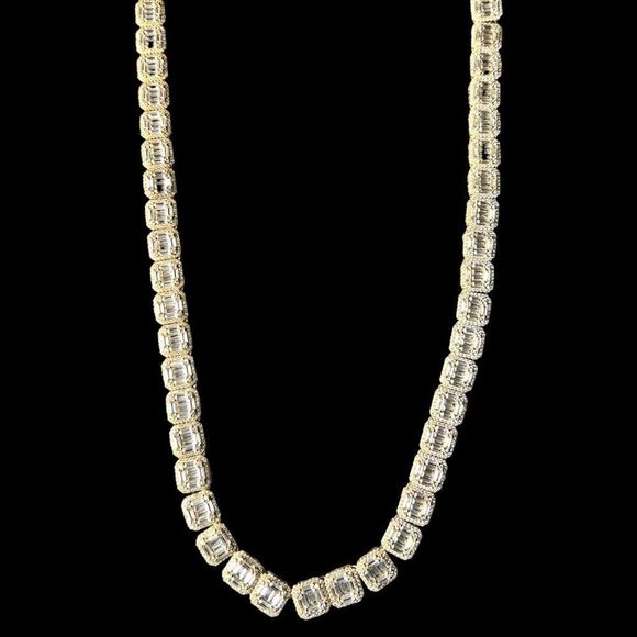 Iced Out Baguette Cuban Chain Stainless - Picture 2 of 2